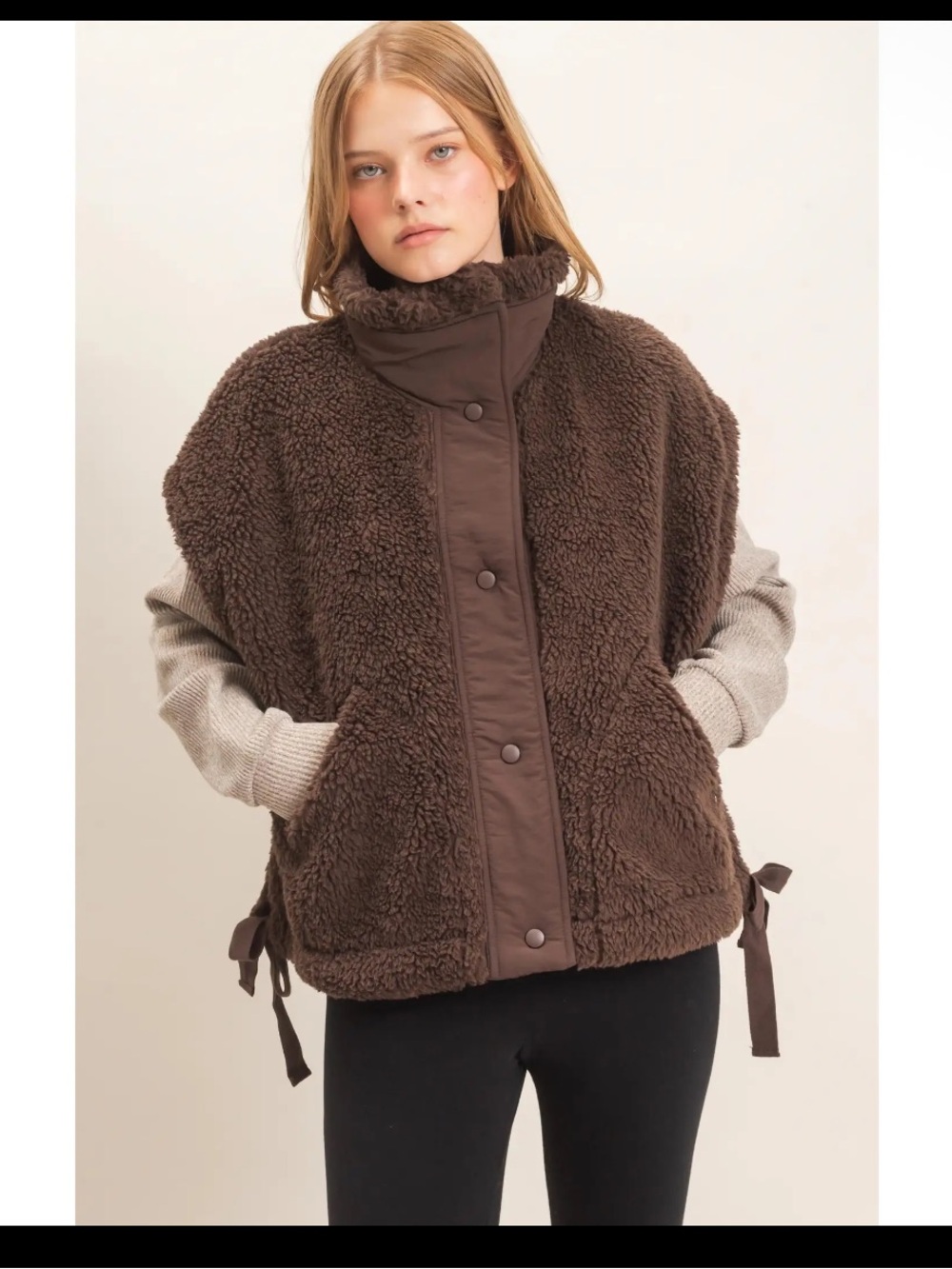 865. Brown Sherpa oversized vest